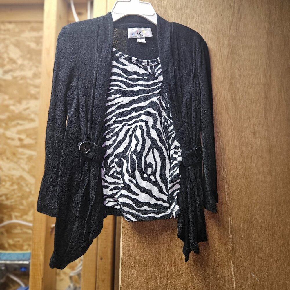 IZ Byer Childs FlyAway Top - Zebra Print - size 6